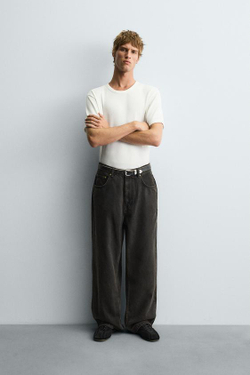 ZARA ДЖИНСЫ BAGGY FIT, КОРИЧНЕВЫЙ