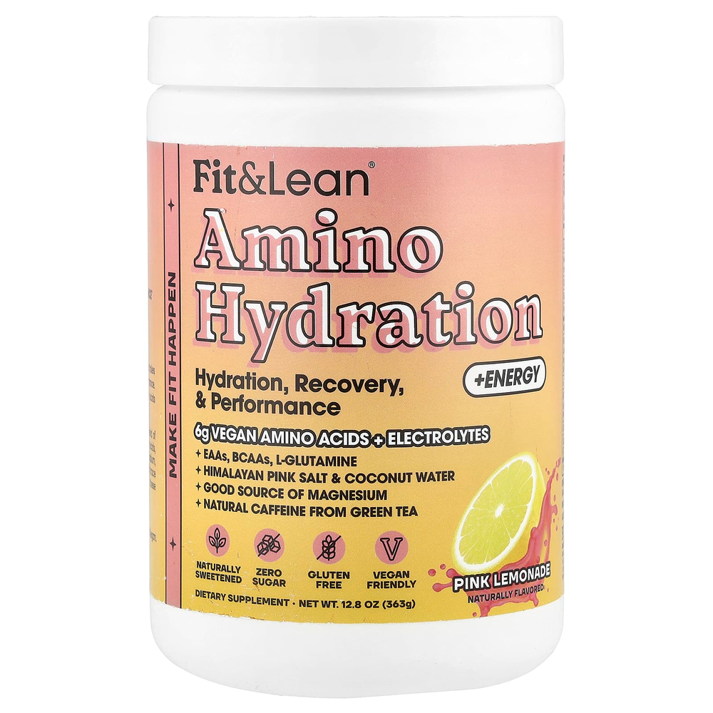 Fit & Lean, Amino Hydration + Energy, розовый лимонад, 363 г (12,8 унции)