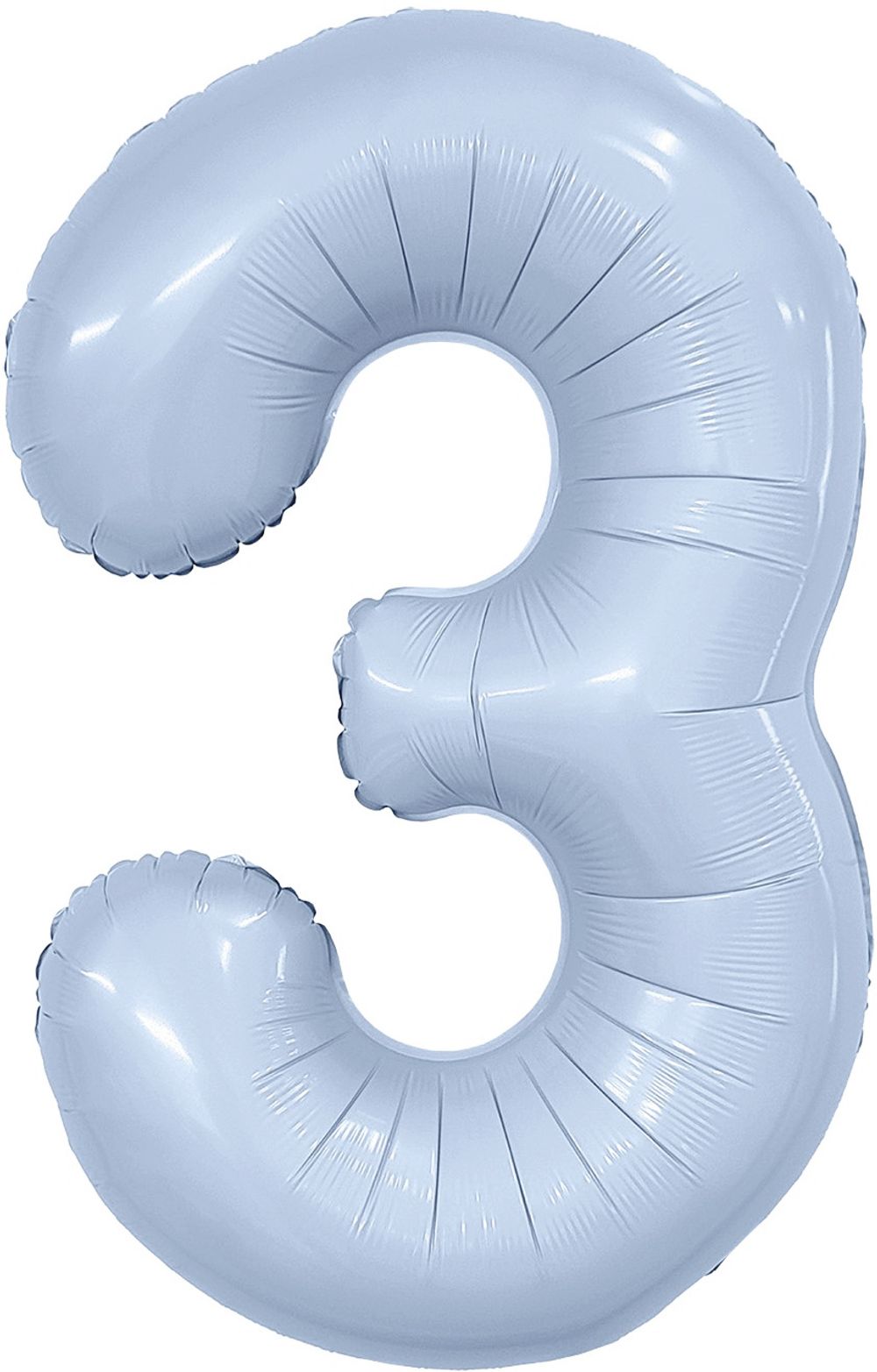 Шар (40''/102 см) Цифра, 3 Slim, Небесный, 1 шт. в уп.