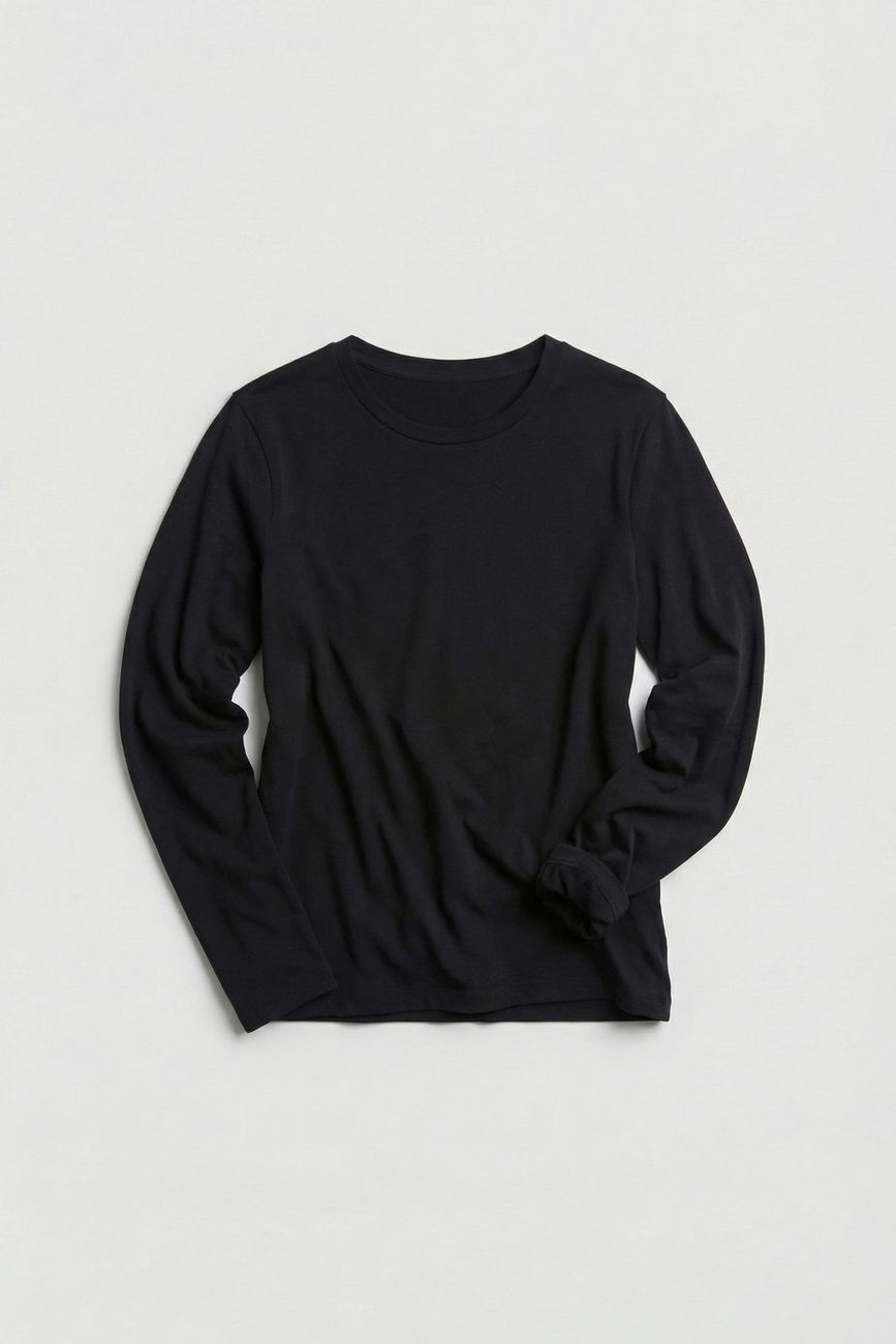 Лонгслив из трикотажа, черный