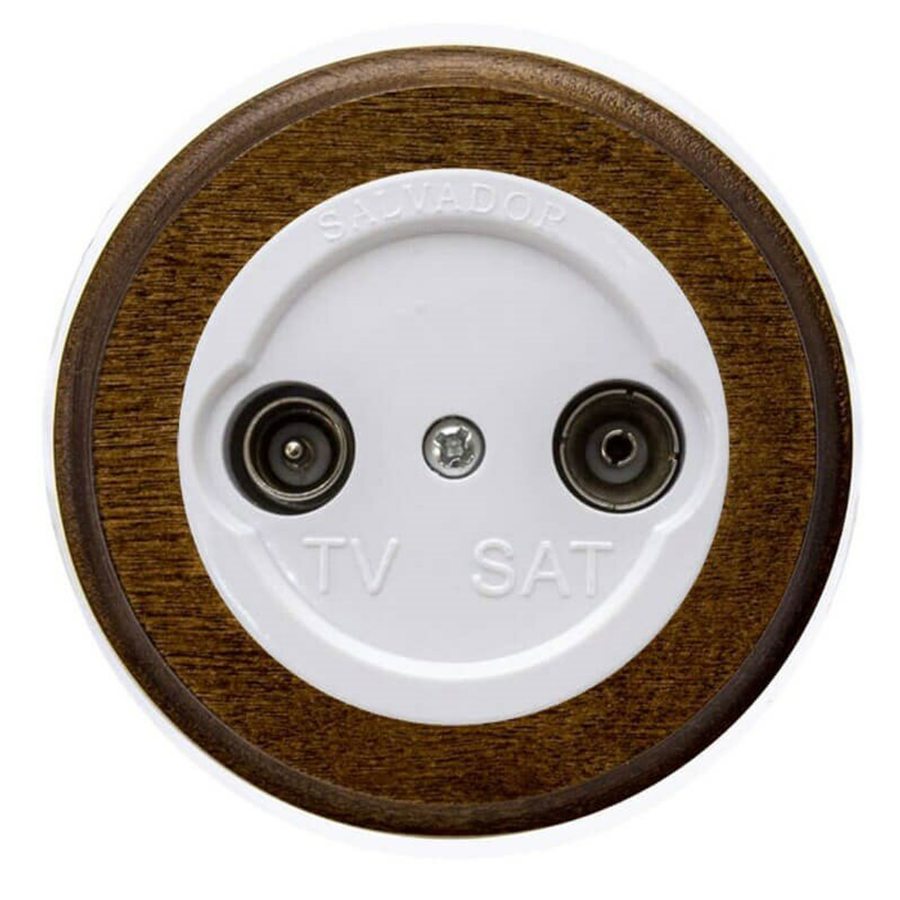 Ретро розетка ТВ пластиковая, белая, круглая, Salvador, PL.TV.1WT.DK / TV