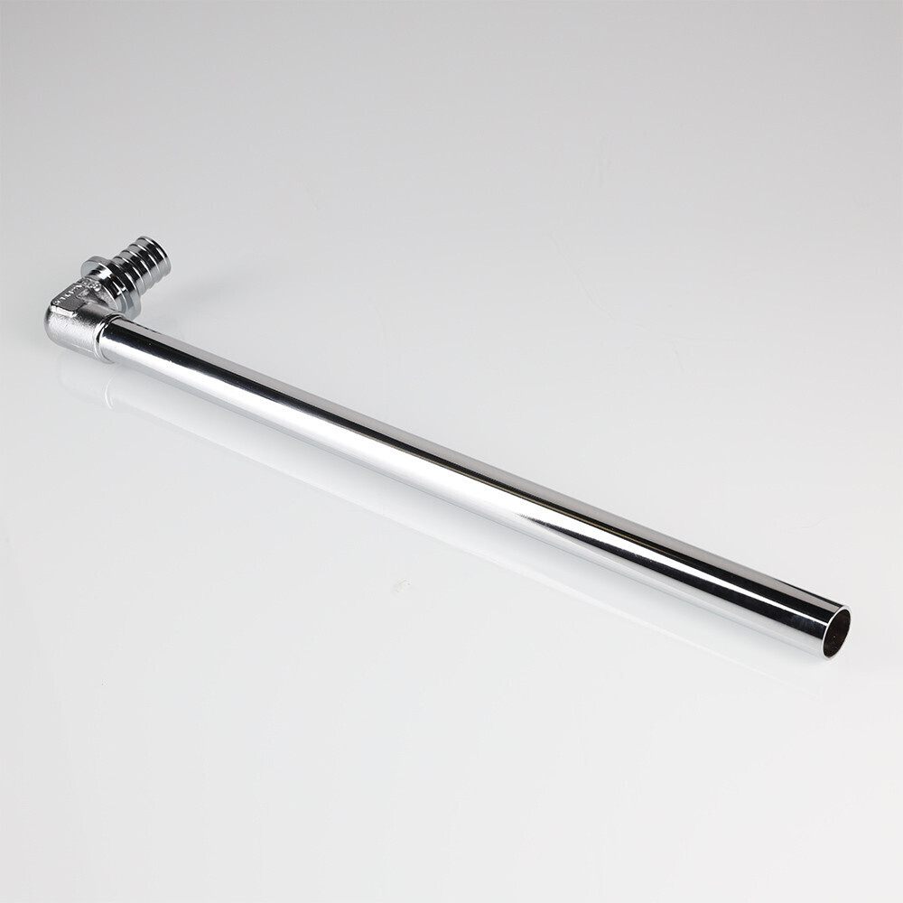 Фитинг аксиальный универсальный – угольник радиаторный с хромированной латунной трубкой, короткий 20 (2,8) х 15 мм, 30 см