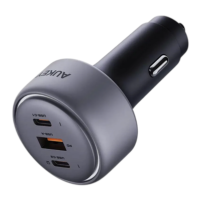 Автомобильное зарядное устройство AUKEY Pathfinder Mix 3 мощностью 100 Вт (2 USB-C, USB-A) Есть LED-индикация и поддержка PD и PPS