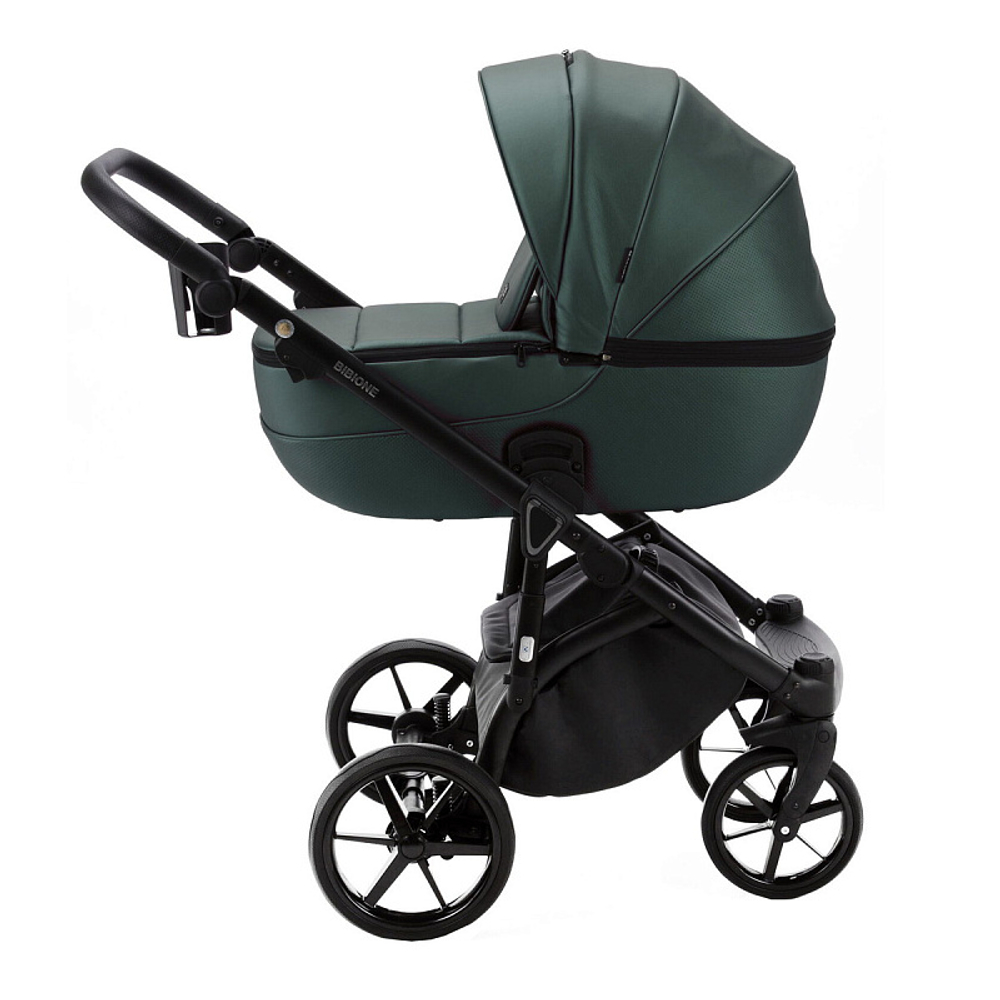 Детская коляска Adamex Bibione Deluxe 2 в 1 BI-SM15 (Т.ЗЕЛЕНАЯ ПЕРЛ. КОЖА)