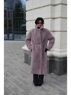 Шуба искусственная чебурашка на основе шерсти, сиреневая, SilverFox