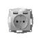 Розетка 1-м СП AtlasDesign 16А IP20 с 2-мя заряд. устройствами USB тип A+A 5В/2.4А 2х5В/1.2А механизм алюм. SE ATN000330