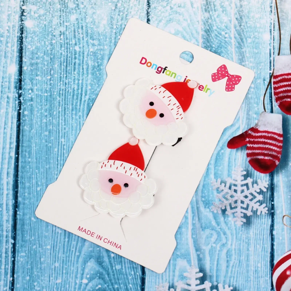 Зажимы для волос детские 2шт «БИСКВИТ», Дед Мороз, 5см