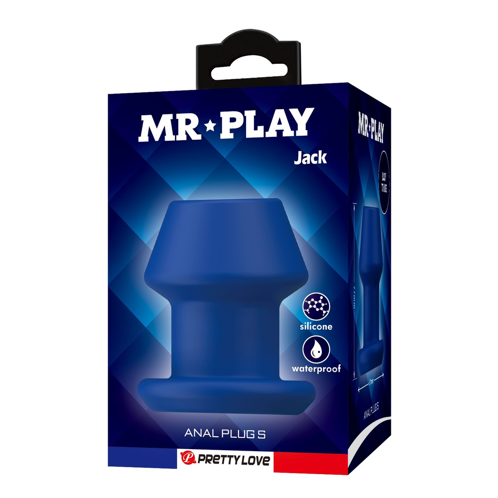 Синий анальный расширитель Jack Anal Plug S - 7,7 см. (Цвет: синий)