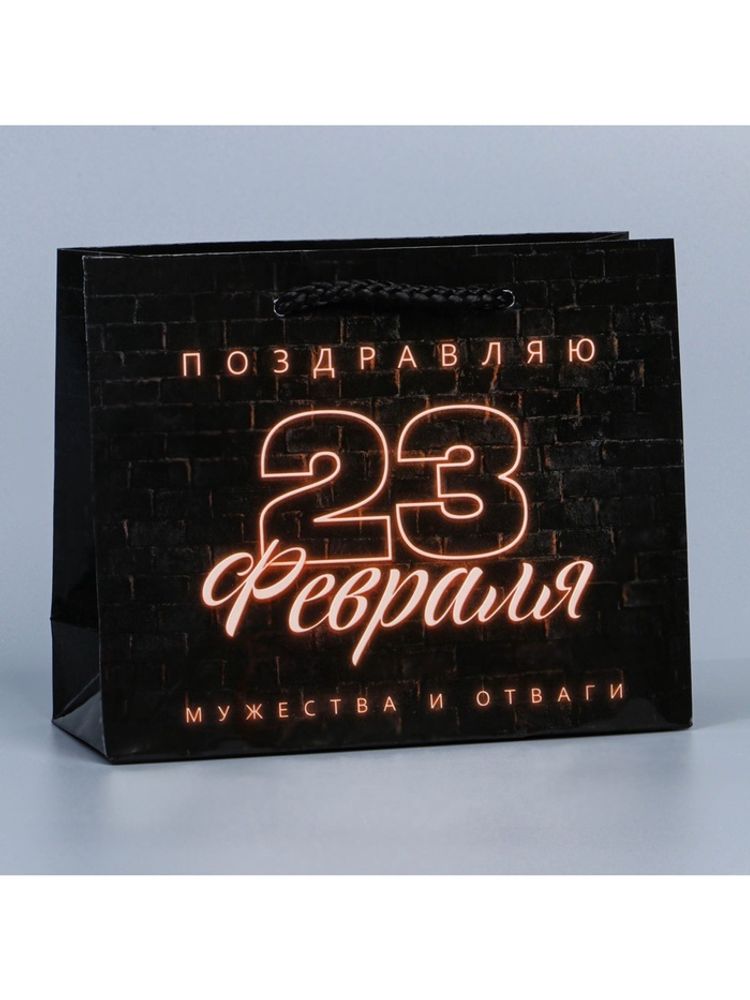 Пакет ламинированный, 23 февраля, 15х12х5,5 см