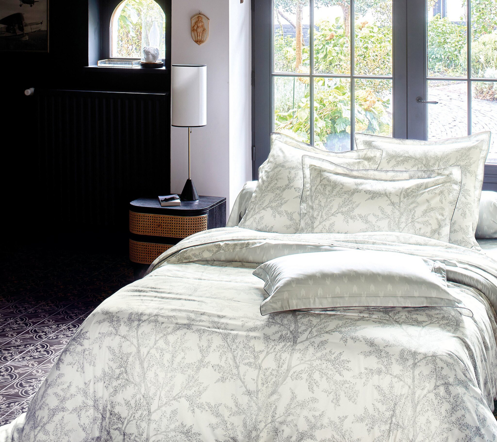 Постельное белье 2 спальное евро Blanc des Vosges Broceliande Brume Франция