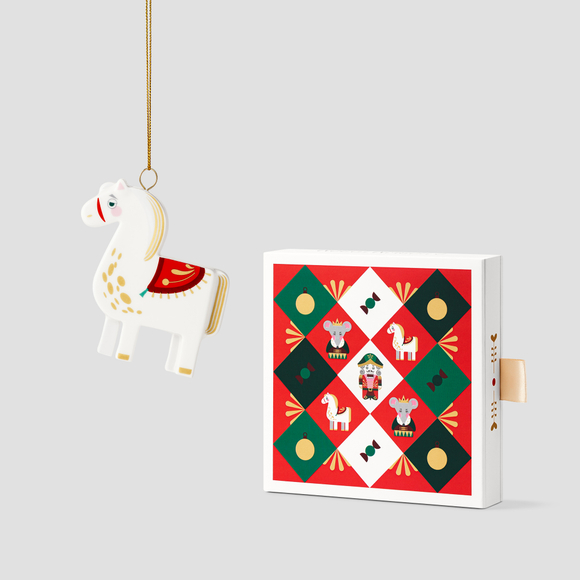 Елочная игрушка Farforite «Лошадка / Щелкунчик рождественский» в подарочном пенале