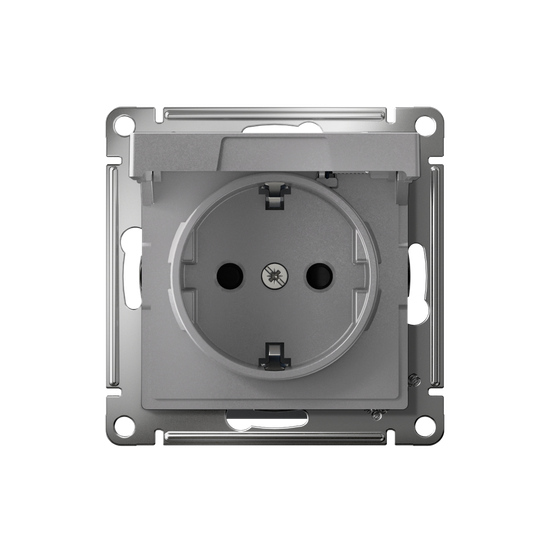 Розетка AtlasDesign 16А IP20 с заземл. защ. шторки с крышкой быстрозажим. клем. механизм алюм. SE ATN000346S