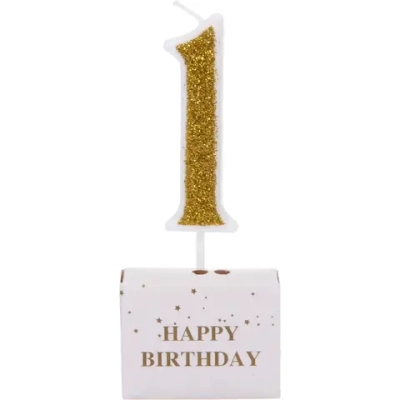 Свеча для торта Цифра Иллюзия «1» 9.5 см, золото