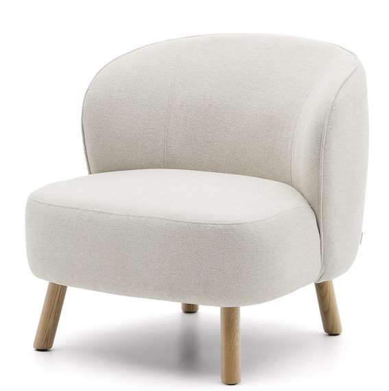 Кресло Ulit из бежевого шенилла с ножками из светлого бука