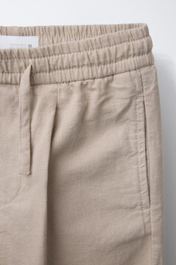 ZARA ЛЬНЯНЫЕ БРЮКИ С ПРЯМОГО КРОЯ, ЭКРЮ