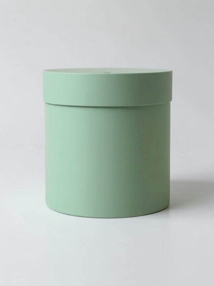 Плотная шляпная коробка с крышкой без лент. Цвет; Нежно зеленый.