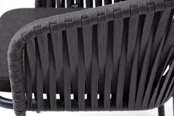 "Бордо" стул плетеный из роупа, каркас алюминий темно-серый (RAL7024) шагрень, роуп серый 15мм, ткань темно-серая 027