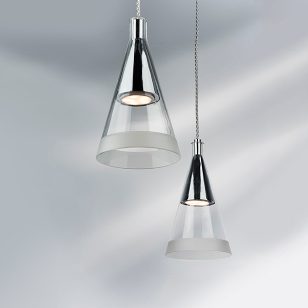 757019 Люстра CONE 1х40W GU10 ХРОМ/ПРОЗРАЧНО-МАТОВЫЙ