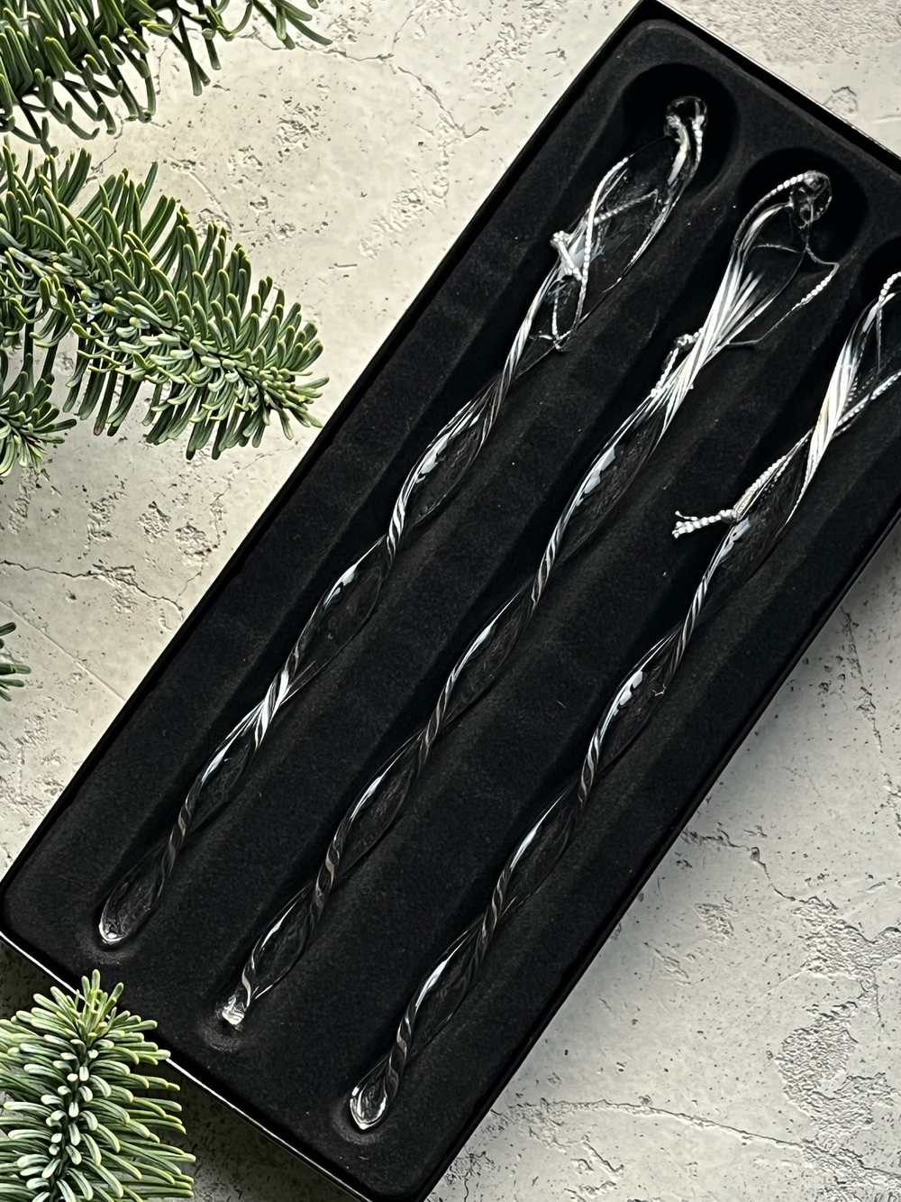 Новогодняя игрушка Сосулька стекло 1 шт