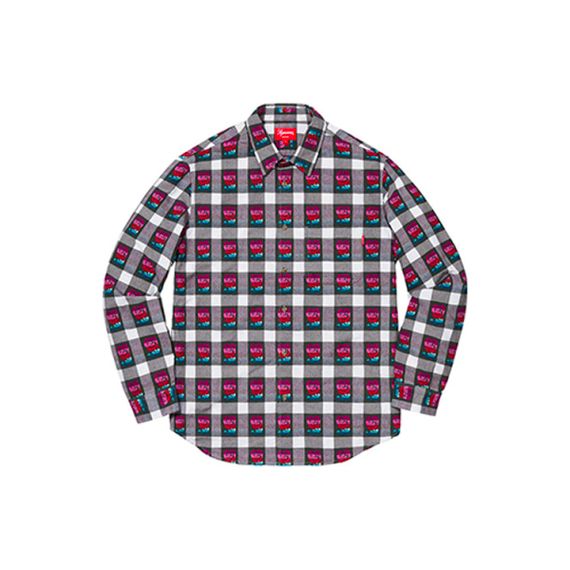 Supreme SS19 Rose Buffalo Plaid Shirt White