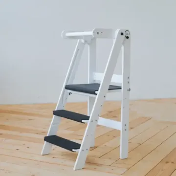 Детский табурет-стремянка "БАШНЯ ПОМОЩНИКА", с аксессуарами (коврики ЭВА), белый