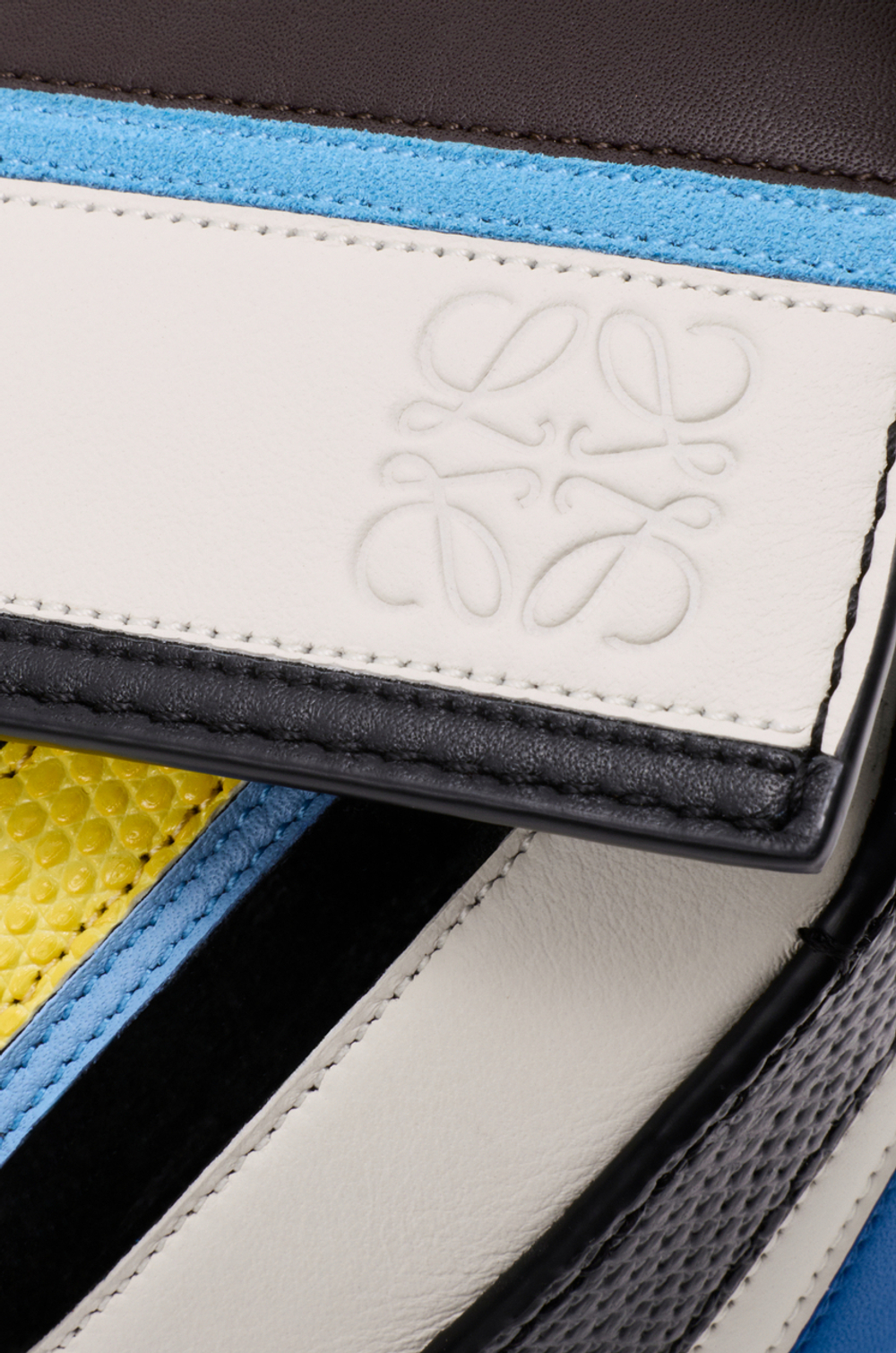 Loewe Сумка Stripes Small Puzzle Edge из телячьей кожи наппа, замши и кожи ящерицы, разноцветный