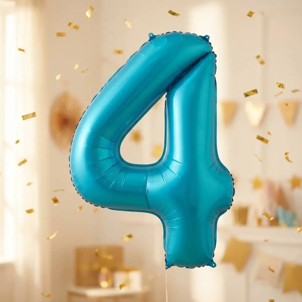 Шар фольгированный 32'/81см «Цифра «4» (голубой)