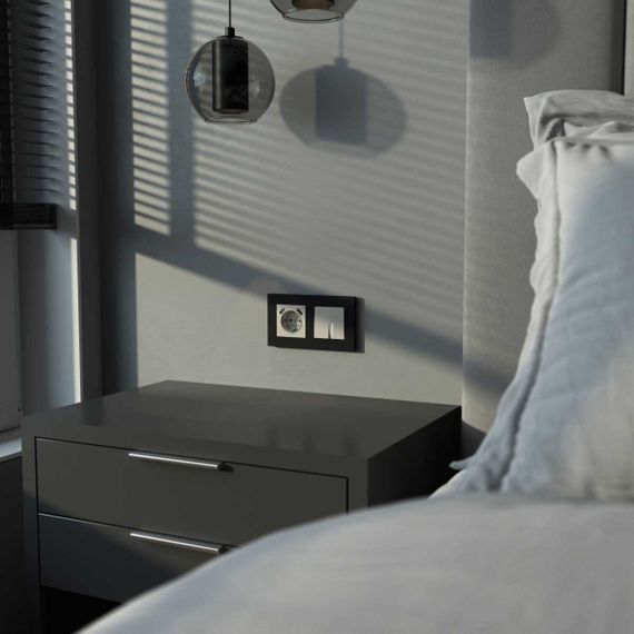 Выключатель двухклавишный проходной с подсветкой (дымчатый) W1222104/ a069459