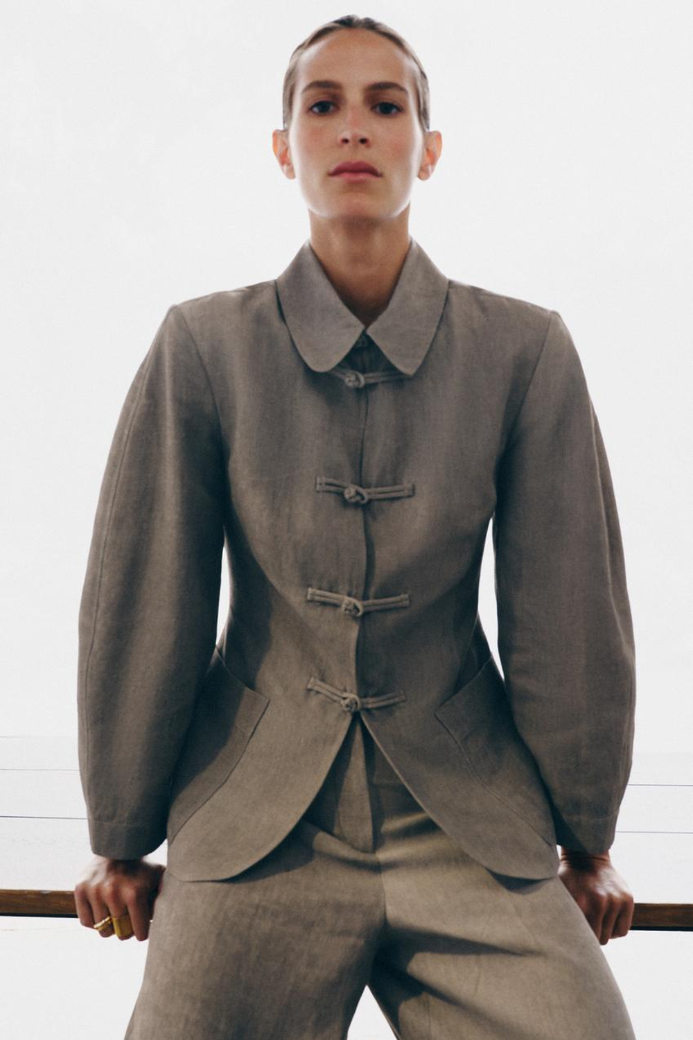 ZARA БРЮКИ-БАЛЛОНЫ ZW COLLECTION, СЕРЫЙ МЕЛАНЖ