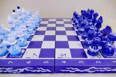 Шахматы походные "Русская Зима" (Гжель миниатюра)