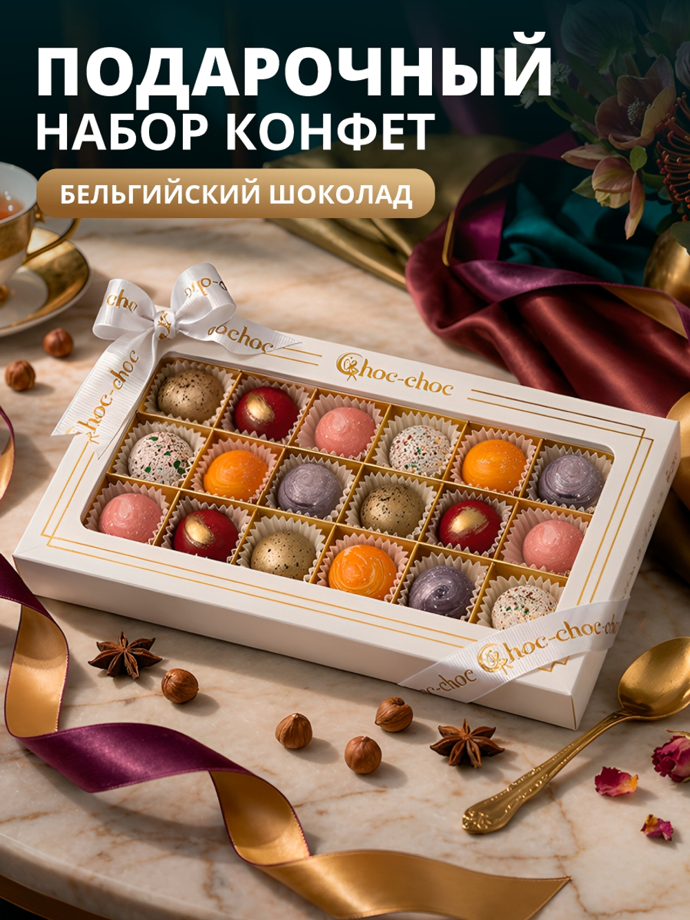 Конфеты шоколадные коробка набор подарочный ручной работы