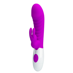 Лиловый вибратор-кролик Naughty Bunny - 19,8 см.