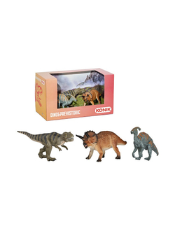 Фигурка KONIK набор динозавров: тираннозавр, трицератопс, паразауролоф
