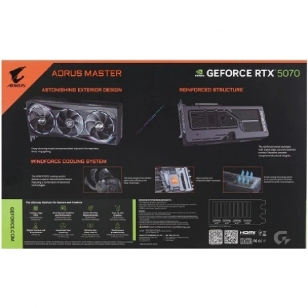 Видеокарта Gigabyte RTX5070 MASTER 12GB GDDR7 192bit 3xDP HDMI 3FAN RTL