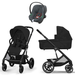 Коляска Cybex Balios S Lux BLK complete Aton B2 Steel Grey 3 в 1 Moon Black с дождевиками