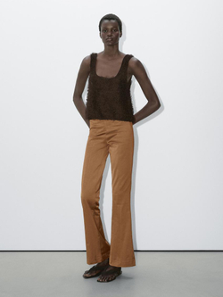 Massimo Dutti Топ из пряжи букле, шоколадно-коричневый