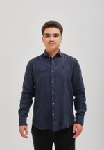 Рубашка мужская лен SHANYRAQ DARK BLUE