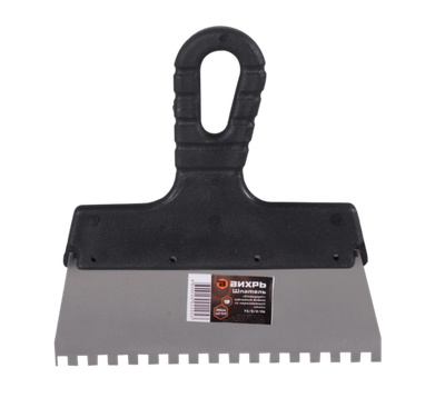 Шпатель ВИХРЬ 6х6 мм, зубчатый, нержавейка, пластик, 200мм