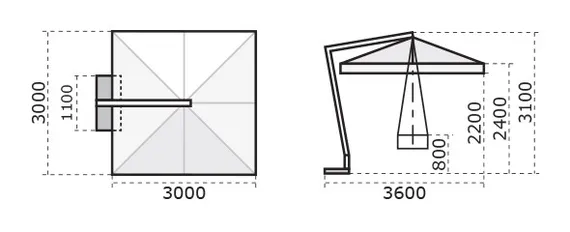 Зонт для кафе профессиональный Napoli Braccio, 300х300 см
