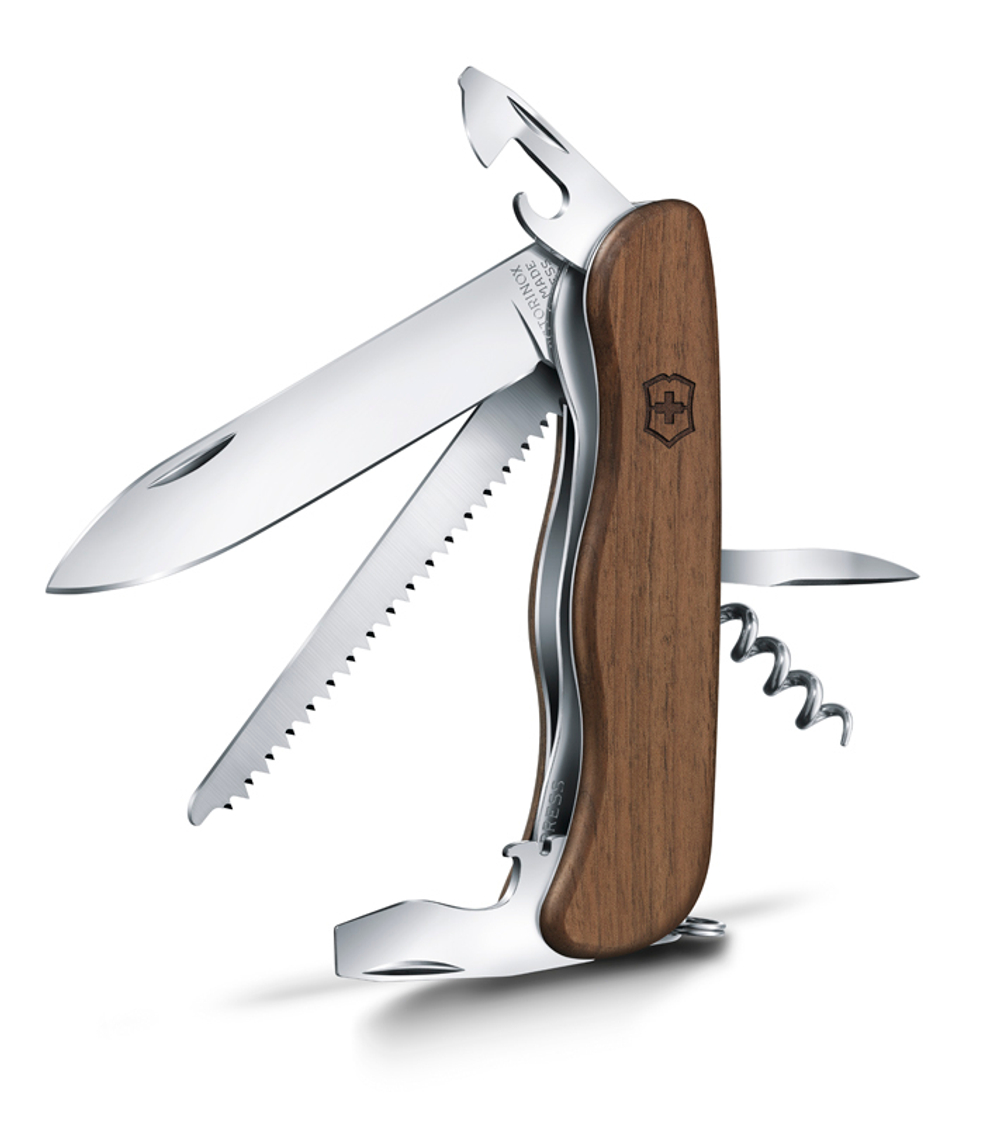 Нож Victorinox Forester, 111 мм, с деревянной ручкой, 10 функций, 0.8361.63
