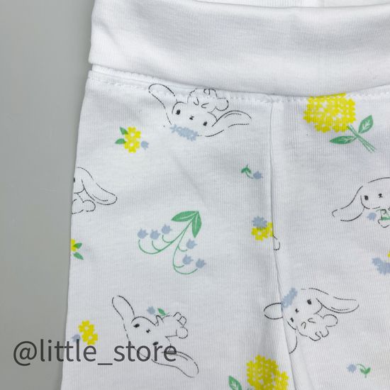 Ползунки хлопковые "Белые зайчики" на белом