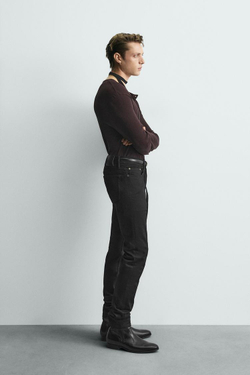 ZARA ФУТБОЛКА С ВОРОТНИКОМ НА ПУГОВИЦАХ, БУРГУНДИ