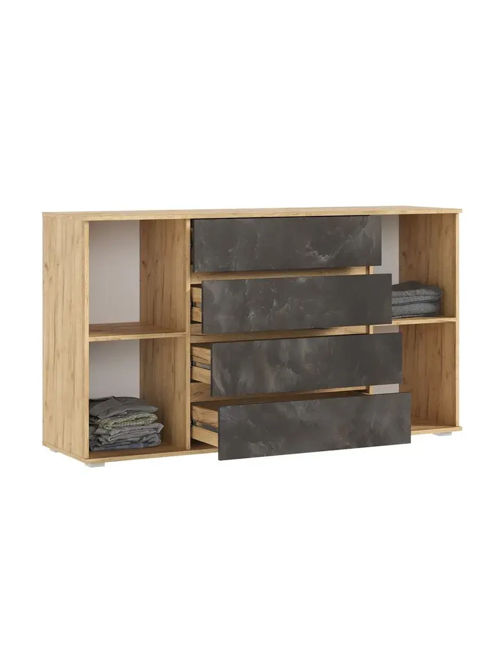 Комод для одежды Мальта грей 3 ящика, 160х45х90 см