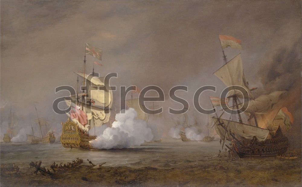 Фреска Willem van de Velde the Younger, Sea Battle of the Anglo Dutch Wars