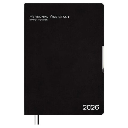 Ежедневник дат. 2026г А4 120л., кожзам, мягк.пер. "Шеврет глосс черный" тисн., ляссе