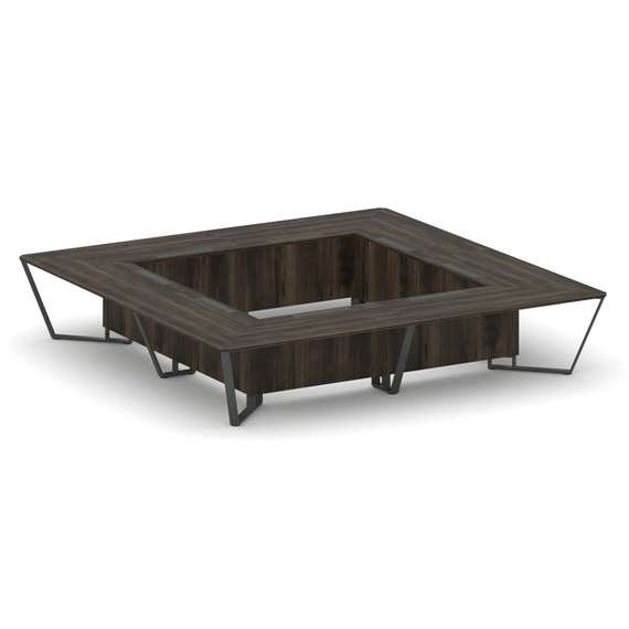 Steel Meet Стол переговорный квадратный KDK-PR.B.SP-20K2 Дуб Мали/Металл Антрацит 4000*4000*750