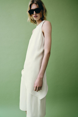 ZARA АСИММЕТРИЧНЫЙ ТОП — ZW COLLECTION, ЭКРЮ