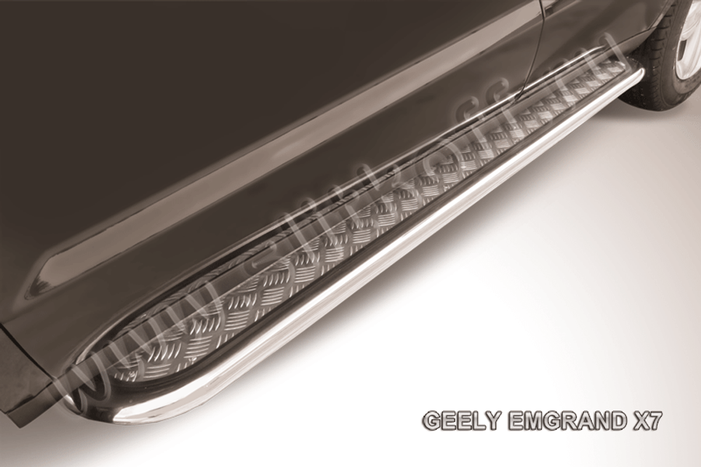 Пороги из нержавейки Geely Emgrand X7 (2011-2016) d57 с листом