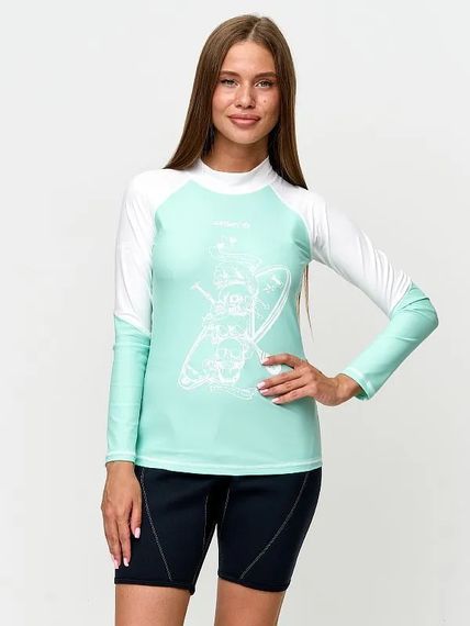 Футболка рашгард лонгслив Sargan Скелетон-Сап UPF 50+ женская бирюзовый/белый
