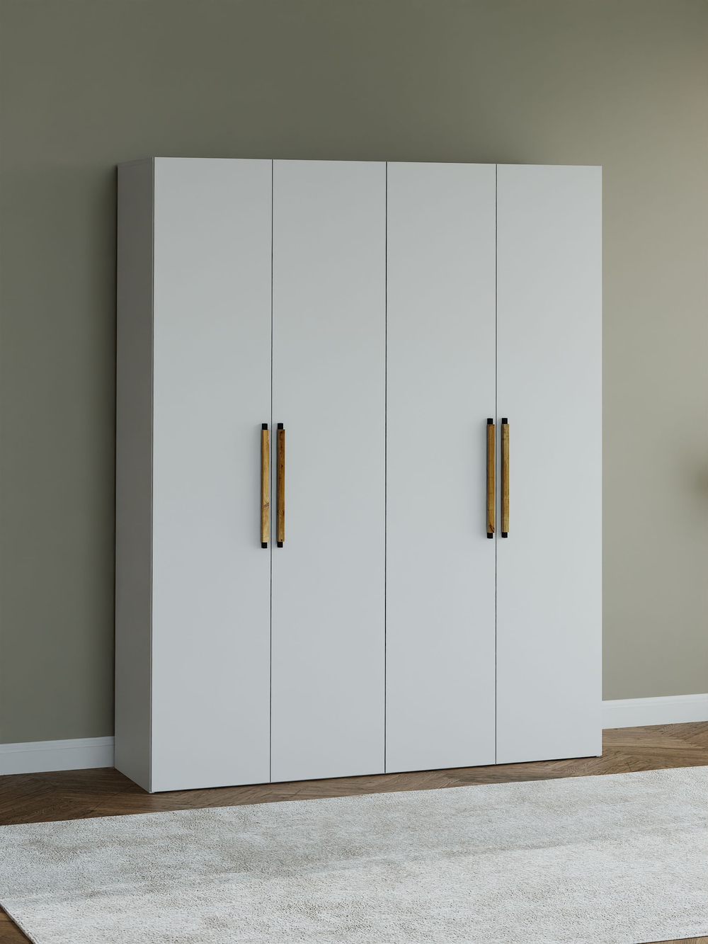 Шкаф распашной, 160х50х220, Дарни, с дубовыми ручками, четырехдверный, Dipriz